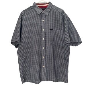 Tommy Hilfiger Tommy Jeans VTG Men L Blue White Chekerd Gingham Plaid Button Up